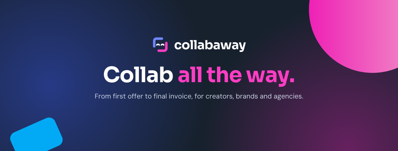 Facebook page cover with the tagline Collab all the way.