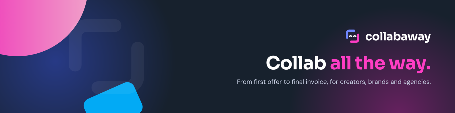 LinkedIn profile banner with the tagline Collab all the way.