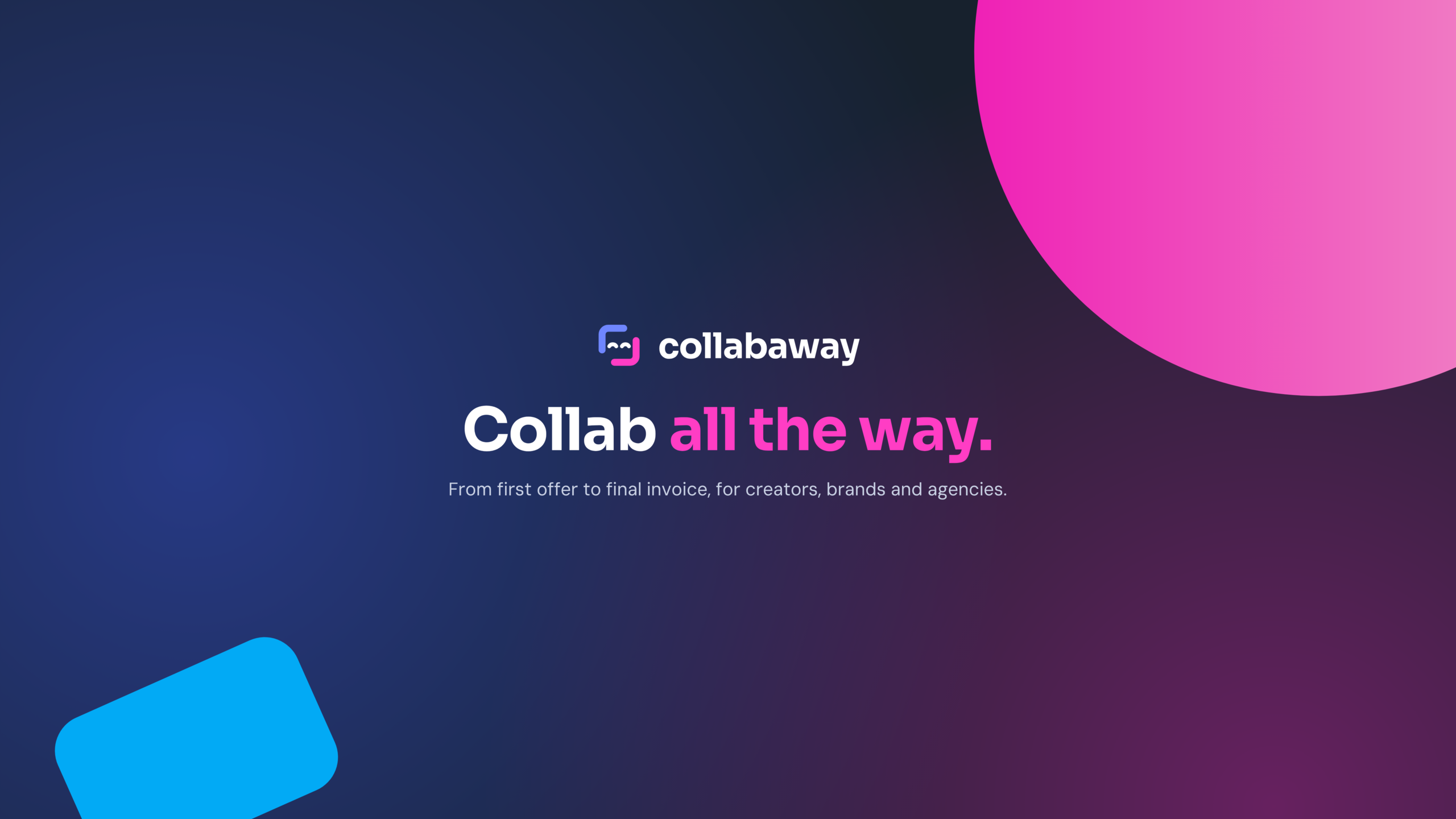 YouTube channel banner with the tagline Collab all the way.