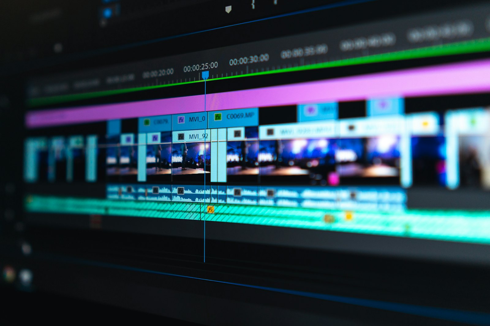 A video being edited on a timeline
